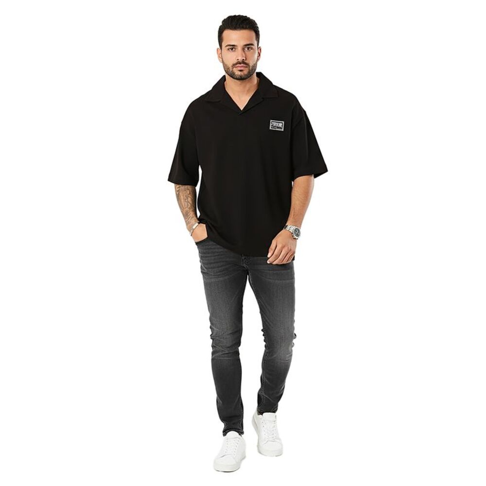 Versace Jeans Couture Black Relaxed Polo – Minimalist with Signature Patch